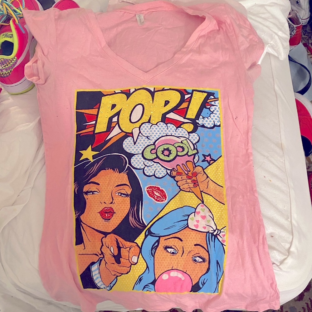 Pop art tee shirt v neck